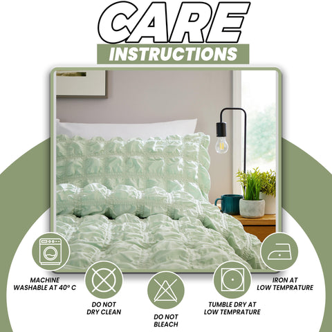 OLIVIA ROCCO Soho Sage Green Microfibre Duvet Cover Set With Pillowcases Quilted Easy Care Bedding Machine Washable
