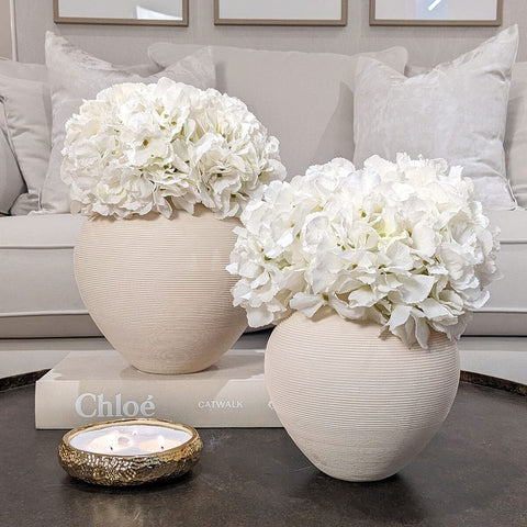 Solis Large Rounded Stone Ceramic Neutral Vase