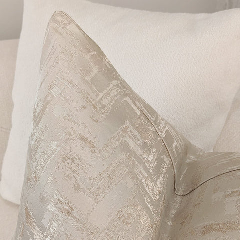 Sorrel Cream & Gold Metallic Abstract Patterned Cushion - 50x50cm