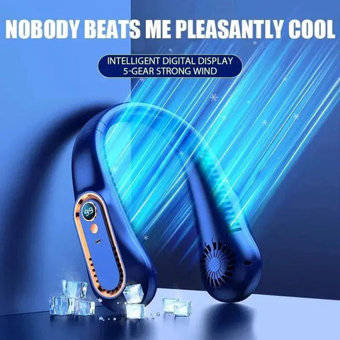 Stay Cool and Hands-Free with Our Rechargeable Neck Fan - 5 Speed Bladeless Design