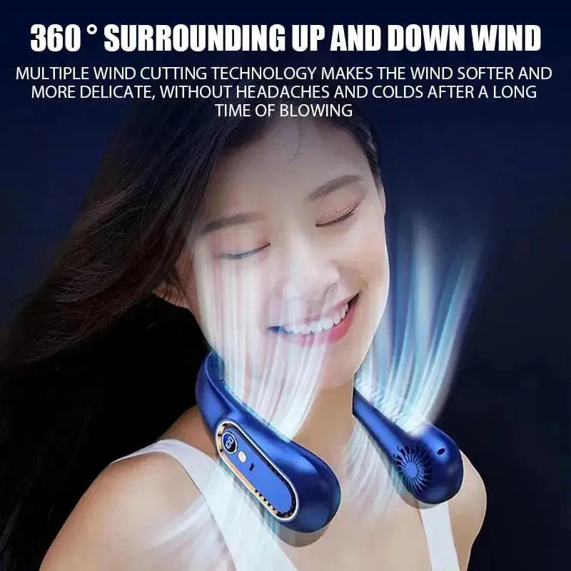 Stay Cool and Hands-Free with Our Rechargeable Neck Fan - 5 Speed Bladeless Design