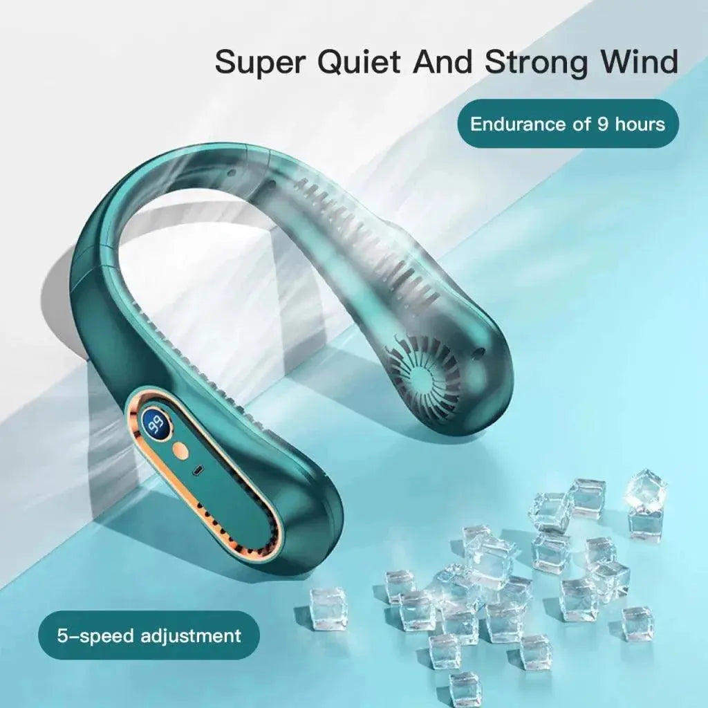 Stay Cool and Hands-Free with Our Rechargeable Neck Fan - 5 Speed Bladeless Design
