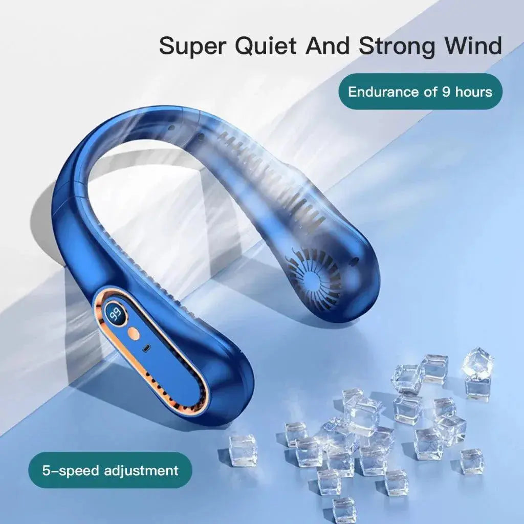 Stay Cool and Hands-Free with Our Rechargeable Neck Fan - 5 Speed Bladeless Design