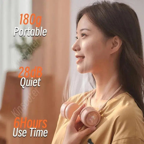 Stay Cool Anywhere with Our Rechargeable Neck Fan - 3 Speeds, Cartoon Design