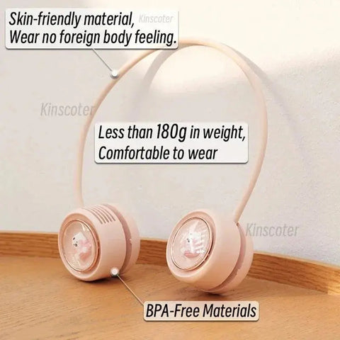 Stay Cool Anywhere with Our Rechargeable Neck Fan - 3 Speeds, Cartoon Design