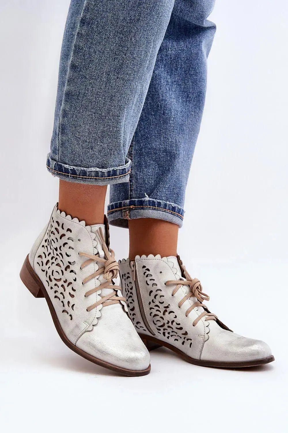 step in style natural high-quality leather women's boots