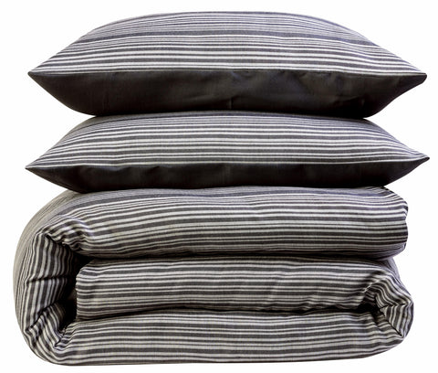 OLIVIA ROCCO Stripe Jacquard Reversible Cotton Blend Duvet Cover Set With Pillowcases, Eco Friendly Bedding In Multiple Sizes And Colours