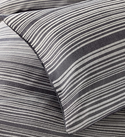 OLIVIA ROCCO Stripe Jacquard Reversible Cotton Blend Duvet Cover Set With Pillowcases, Eco Friendly Bedding In Multiple Sizes And Colours