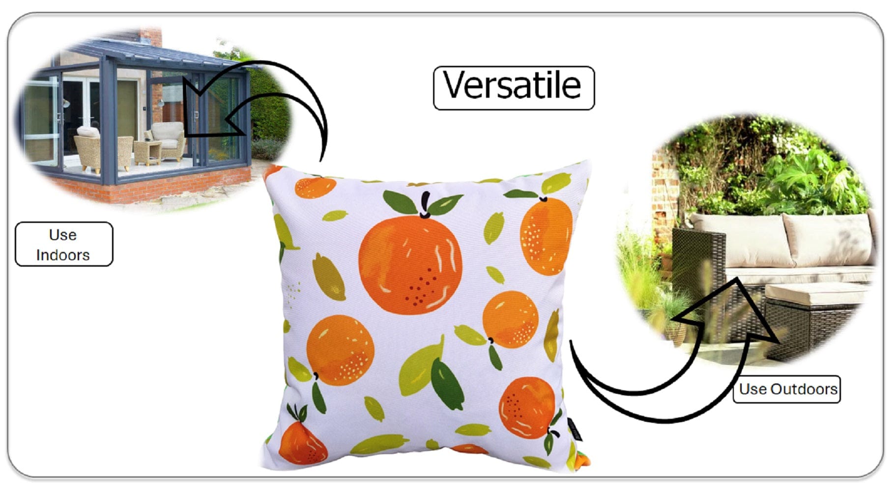 OLIVIA ROCCO Summer Fruits Waterproof Cushion Covers 43 x 43 cm Reversible Indoor Outdoor Patio Garden Decor Breathable Outdoor Cover