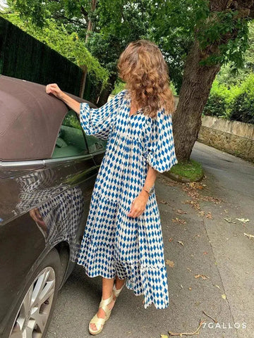 Summer Puff Sleeve Boho Eliegant Womens Maxi Dress