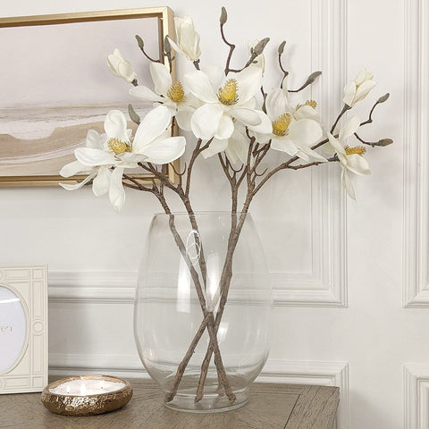 Tall Oval Glass Decorative Vase