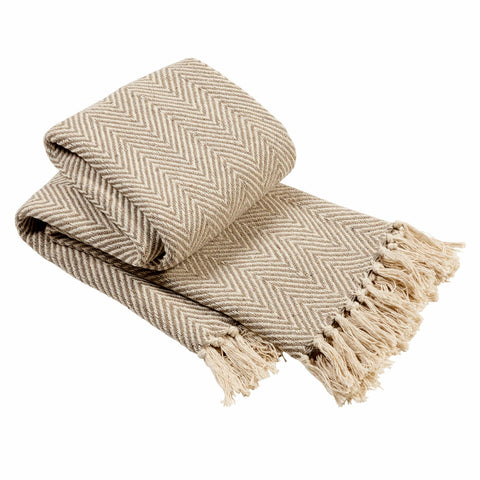 OLIVIA ROCCO Tangier Recycled Cotton Throw Blanket With Decorative Tassels Lightweight Cozy Eco Friendly For Sofa Bed Chair