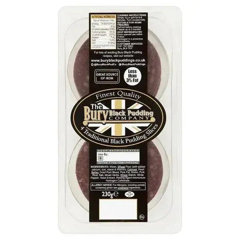The Bury Black Pudding Company 4 Traditional Black Pudding Slices 230g