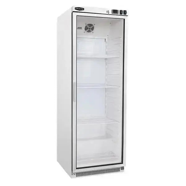 The SPR400G Sterling Pro Cobus Glass Door Upright Refrigerator White