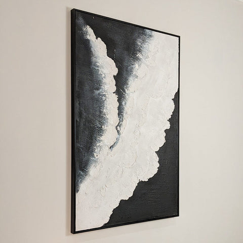 Tilford Monochrome Beach Waves Textured Canvas Wall Art