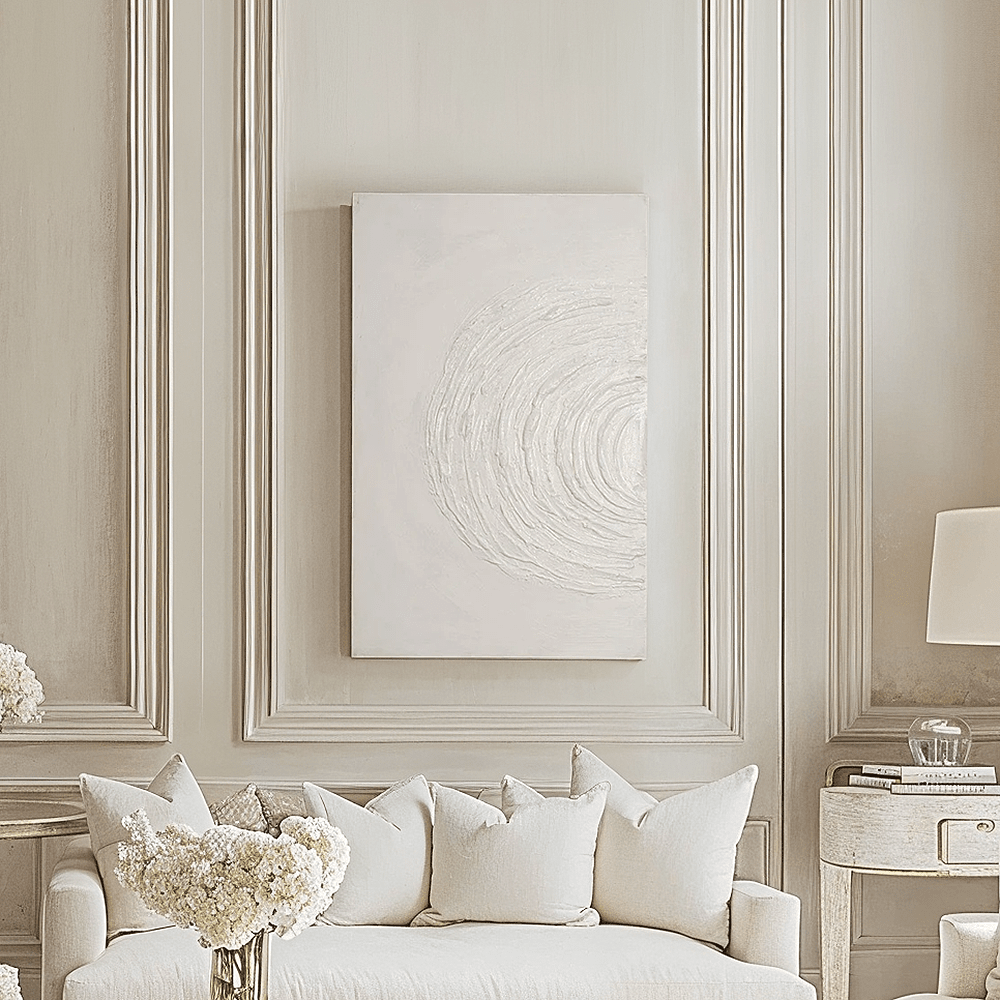Tilly Cream Half Moon Textured Canvas Wall Art