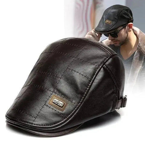Top Level Leather Newsboy Planas Duckbill Visor Cap