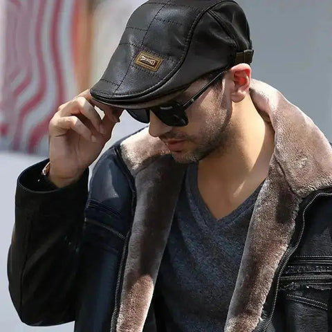 Top Level Leather Newsboy Planas Duckbill Visor Cap