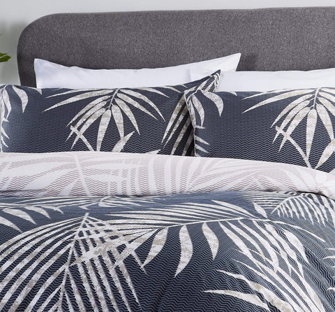 OLIVIA ROCCO Tropical Leaf Reversible Duvet Set Cotton Rich Bedding for Single Double King Sizes with Botanical Designs