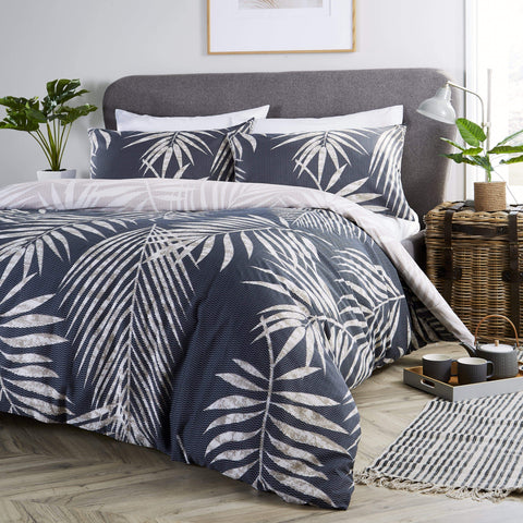 OLIVIA ROCCO Tropical Leaf Reversible Duvet Set Cotton Rich Bedding for Single Double King Sizes with Botanical Designs