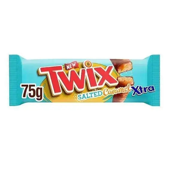 Twix Xtra Salted Caramel Chocolate Biscuit Twin Bars 75g (Case of 24)