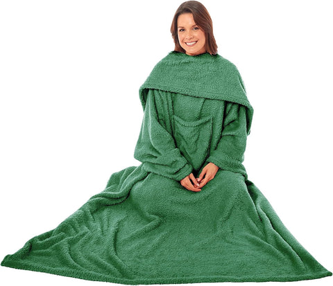OLIVIA ROCCO Wearable TV Blanket With Sleeves And Pocket Ultra Soft Fleece 140x183 cm Multiple Colors For Lounging And Reading