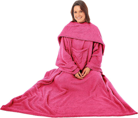 OLIVIA ROCCO Wearable TV Blanket With Sleeves And Pocket Ultra Soft Fleece 140x183 cm Multiple Colors For Lounging And Reading