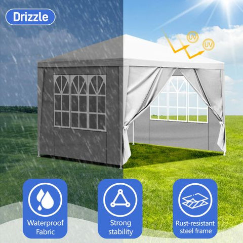 3 x 3m Four Sides Portable Home Use Waterproof Tent with Spiral Tubes White