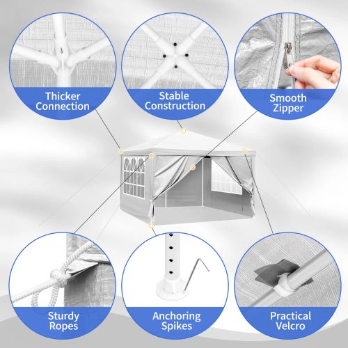 3 x 3m Four Sides Portable Home Use Waterproof Tent with Spiral Tubes White