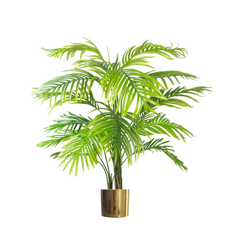 130cm Artificial Areca Palm Tree - Realistic with Gold Metal Planter