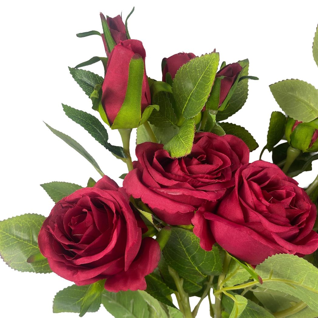 Pack of 6 x 60cm Artificial Red Rose Flower
