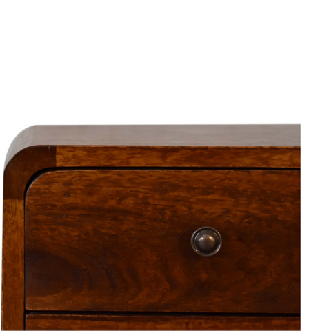 Artisan Furniture Solid Wood Mini Chestnut Curved Bedside, Brown, 2Drawers