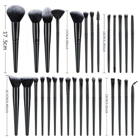 25pcs Makeup Brush Concealer Blush Foundation Eyeshadow Make Up Brush Makeup tools Black (US Logistics only For USPS.TK/TMEU only For self-pickup)