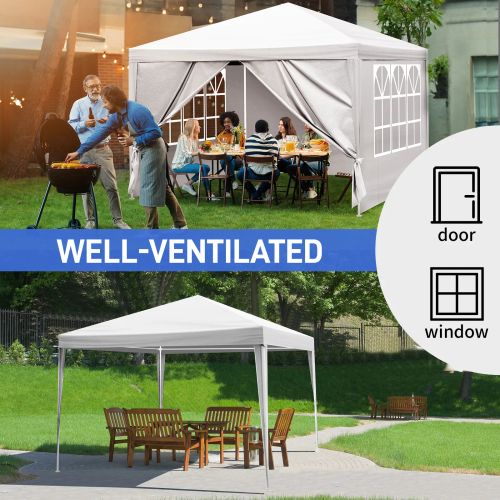 3 x 3m Four Sides Portable Home Use Waterproof Tent with Spiral Tubes White