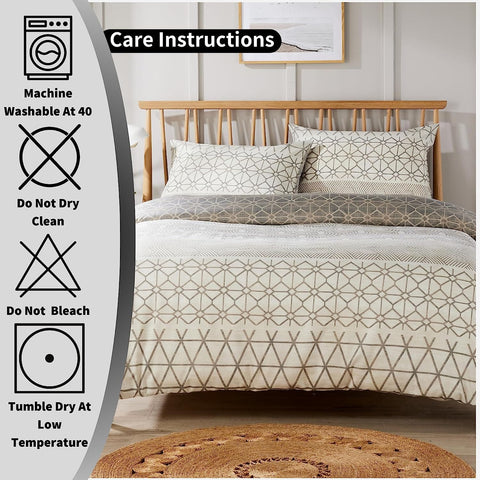 OLIVIA ROCCO Versailles Natural Floral Reversible Quilted Polyester Blend Duvet Cover Set With Button Closure Single Double King Sizes