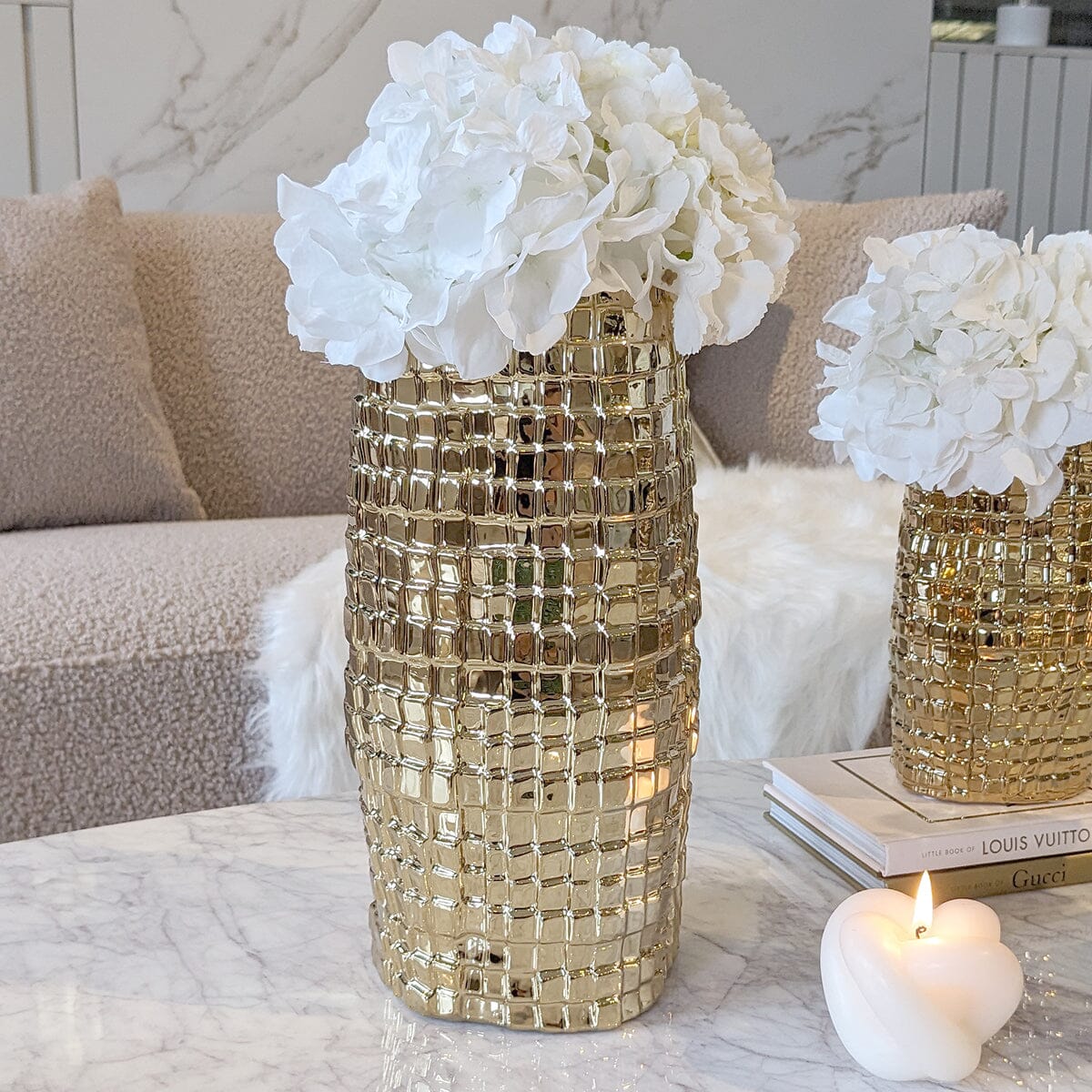 Vieste Tall Gold Abstract Vase