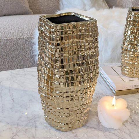 Vieste Tall Gold Abstract Vase