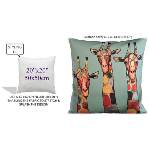 OLIVIA ROCCO Giraffe Waterproof Cushion Covers 43x43 Cm Reversible Breathable Indoor Outdoor Decorative Cover For Patio Garden Sofa Bed Chair