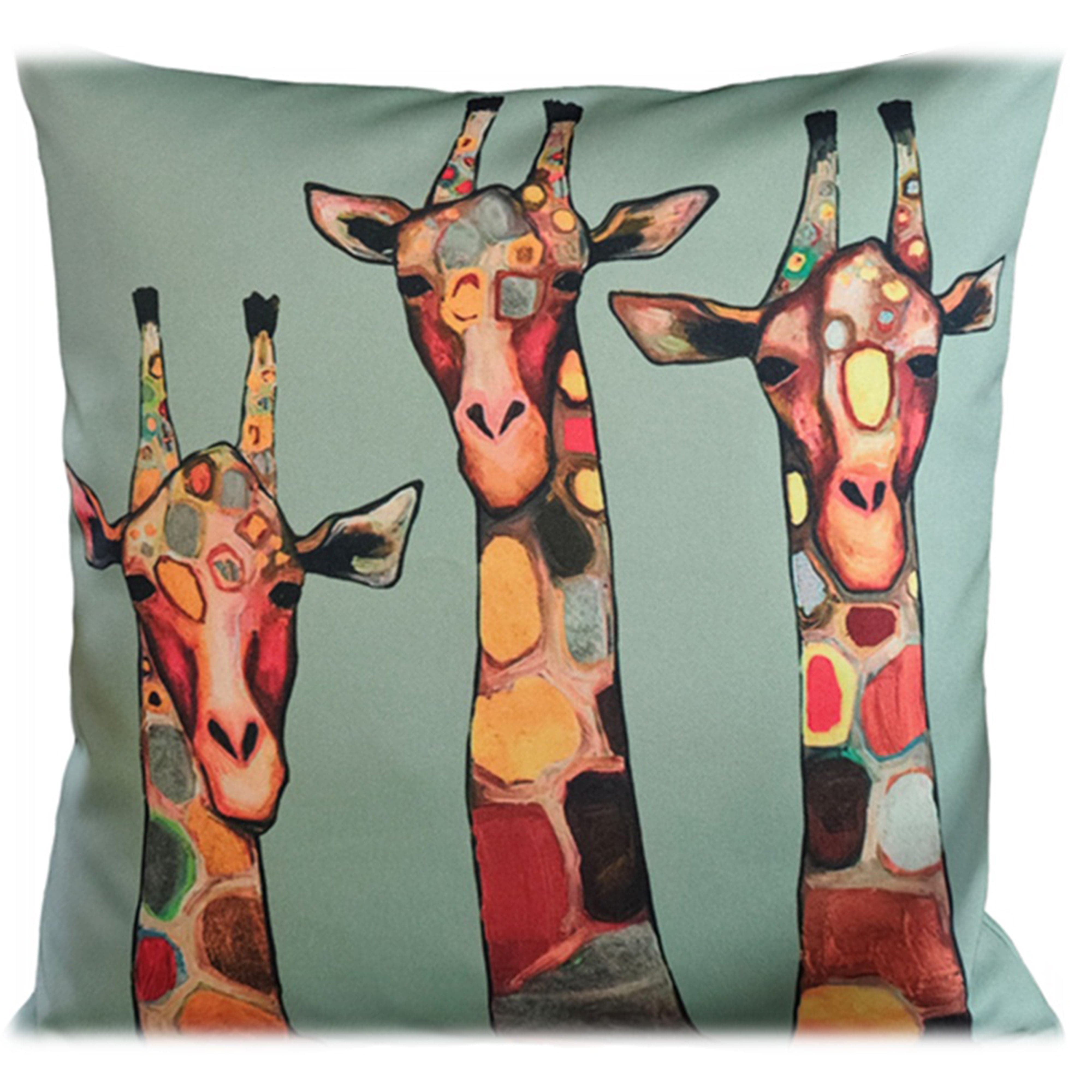 OLIVIA ROCCO Giraffe Waterproof Cushion Covers 43x43 Cm Reversible Breathable Indoor Outdoor Decorative Cover For Patio Garden Sofa Bed Chair