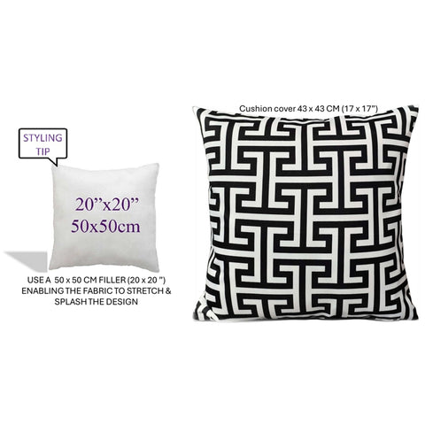 OLIVIA ROCCO Milano Black Waterproof Cushion Covers 43x43 cm Reversible Breathable Indoor Outdoor Use Decorative Patio Garden Sofa Bed Chair