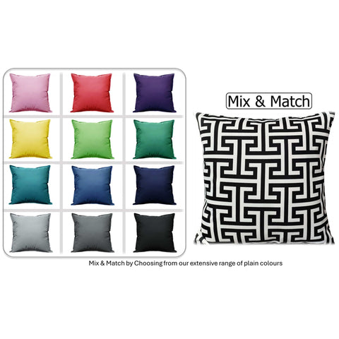 OLIVIA ROCCO Milano Black Waterproof Cushion Covers 43x43 cm Reversible Breathable Indoor Outdoor Use Decorative Patio Garden Sofa Bed Chair