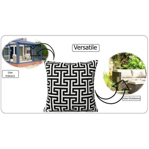 OLIVIA ROCCO Milano Black Waterproof Cushion Covers 43x43 cm Reversible Breathable Indoor Outdoor Use Decorative Patio Garden Sofa Bed Chair