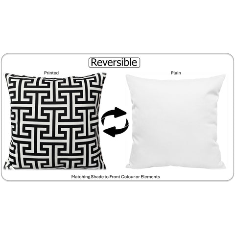 OLIVIA ROCCO Milano Black Waterproof Cushion Covers 43x43 cm Reversible Breathable Indoor Outdoor Use Decorative Patio Garden Sofa Bed Chair