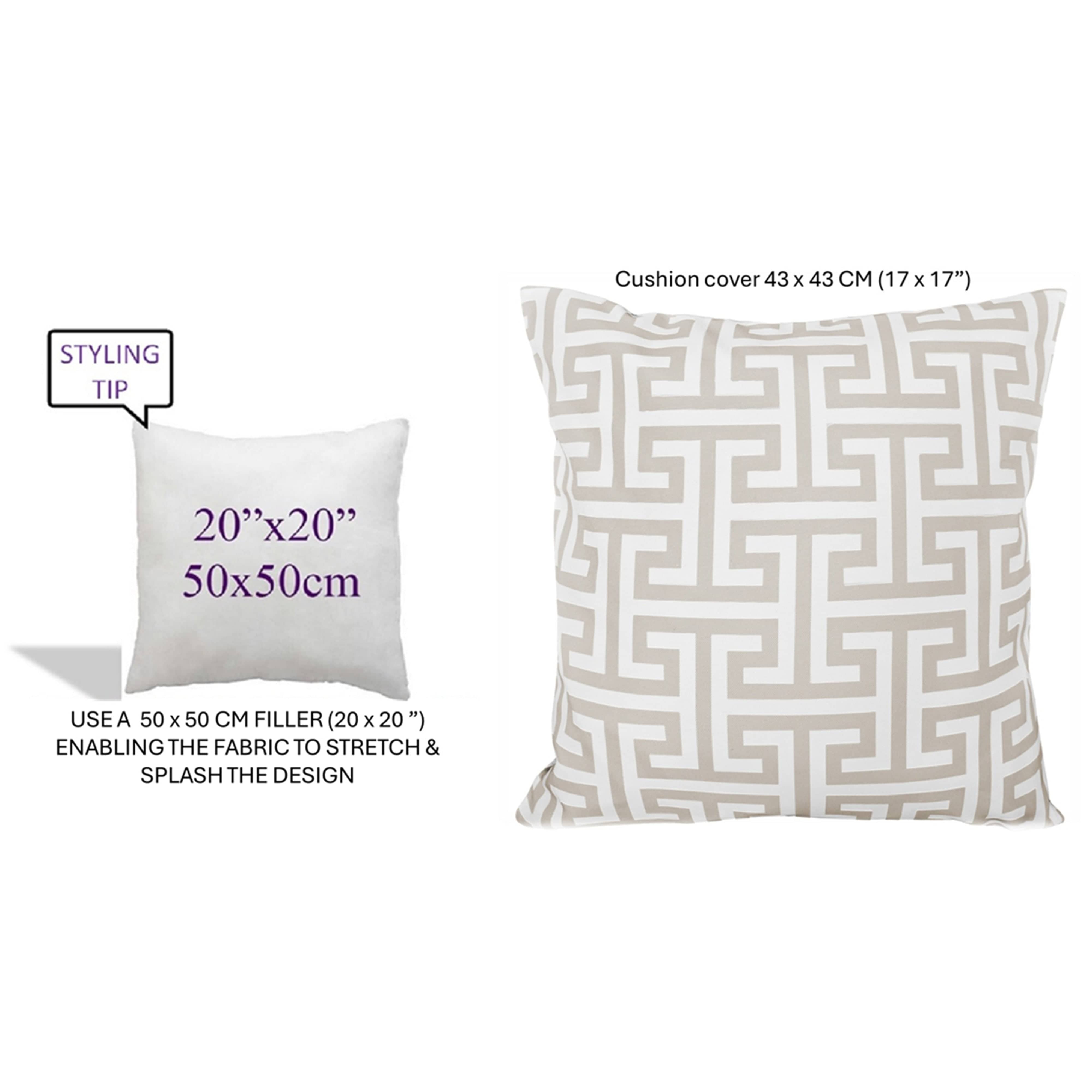 OLIVIA ROCCO Cushion Covers 43x43 cm Waterproof Breathable Outdoor Indoor Use Milano Natural Sun Resistant Protective For Garden Benches Sofas Beds