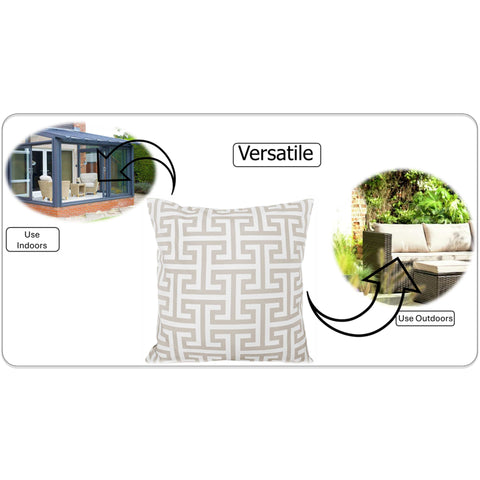 OLIVIA ROCCO Cushion Covers 43x43 cm Waterproof Breathable Outdoor Indoor Use Milano Natural Sun Resistant Protective For Garden Benches Sofas Beds