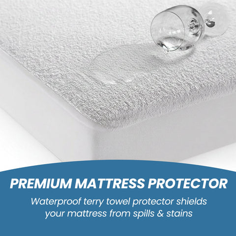 OLIVIA ROCCO Waterproof Terry Towel Mattress Protector With Deep Skirt Highly Absorbent Noise Free Comfort Full Bed Size OEKO TEX Certified