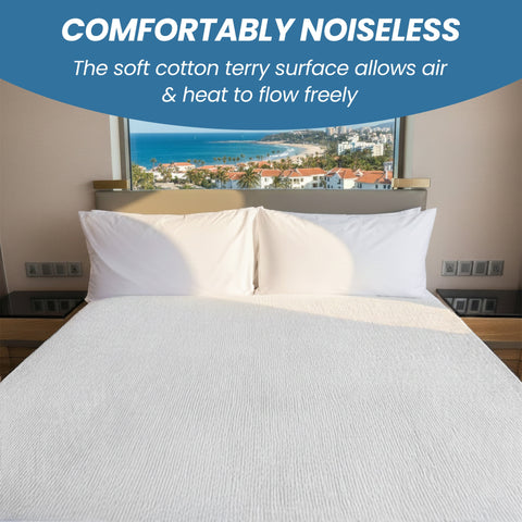 OLIVIA ROCCO Waterproof Terry Towel Mattress Protector With Deep Skirt Highly Absorbent Noise Free Comfort Full Bed Size OEKO TEX Certified