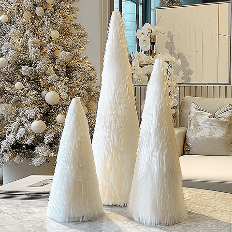 White Decorative Christmas Tree Ornaments - Set of 3