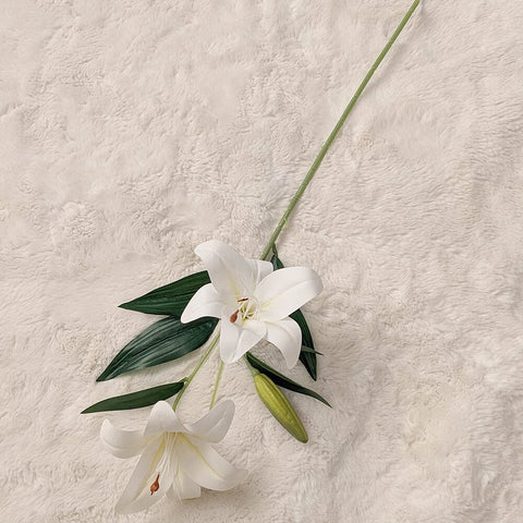 White Faux Lily Single Stem Flower