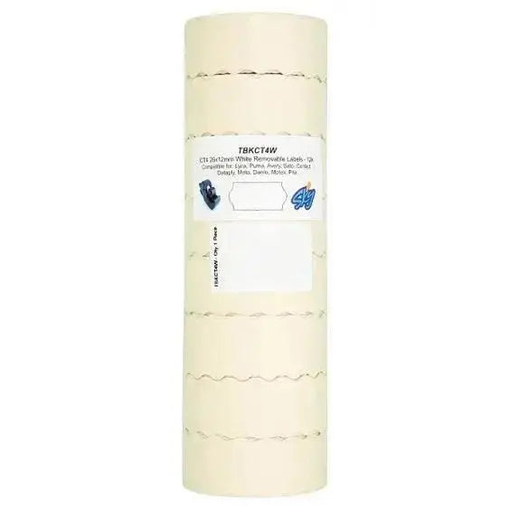 White Removable Pricing Gun Labels 26 x 12mm 12k